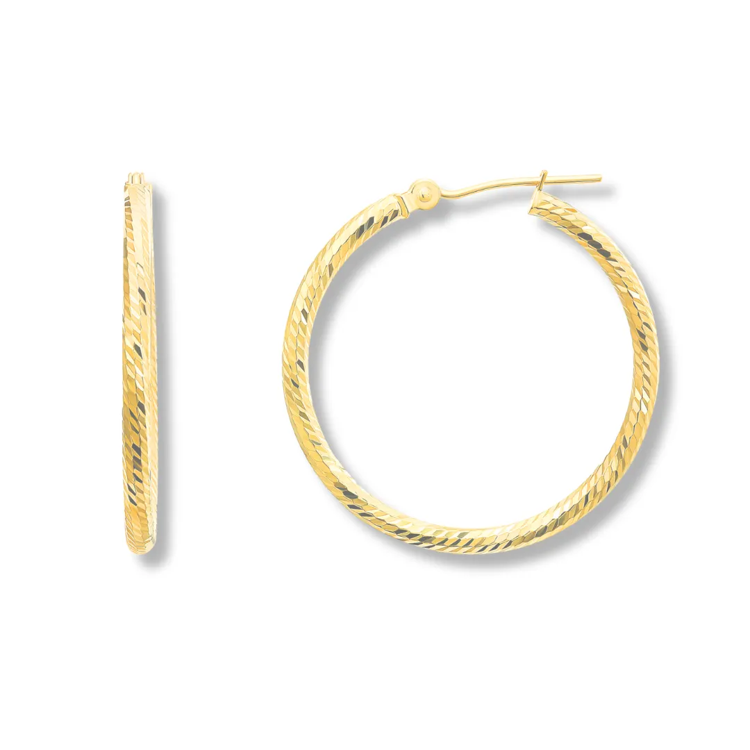 Diamond Cut Hoop Earrings