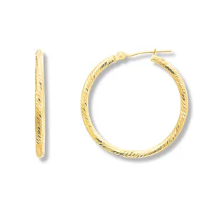 Diamond Cut Hoop Earrings