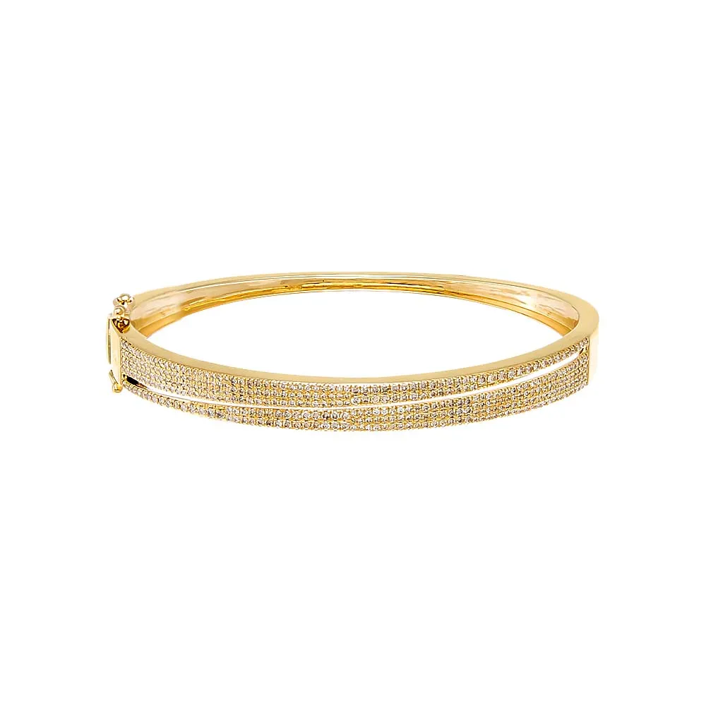 Diamond Double Graduated Row Bangle 14K