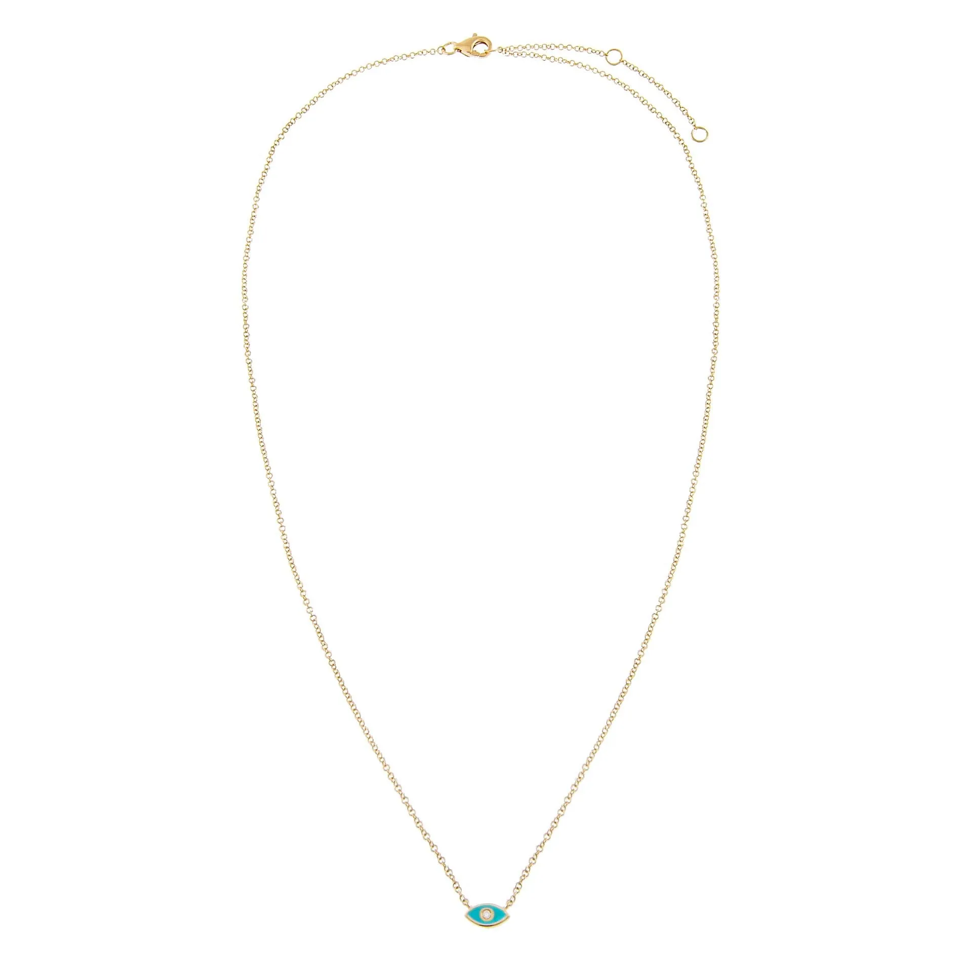Diamond Enamel Evil Eye Necklace 14K