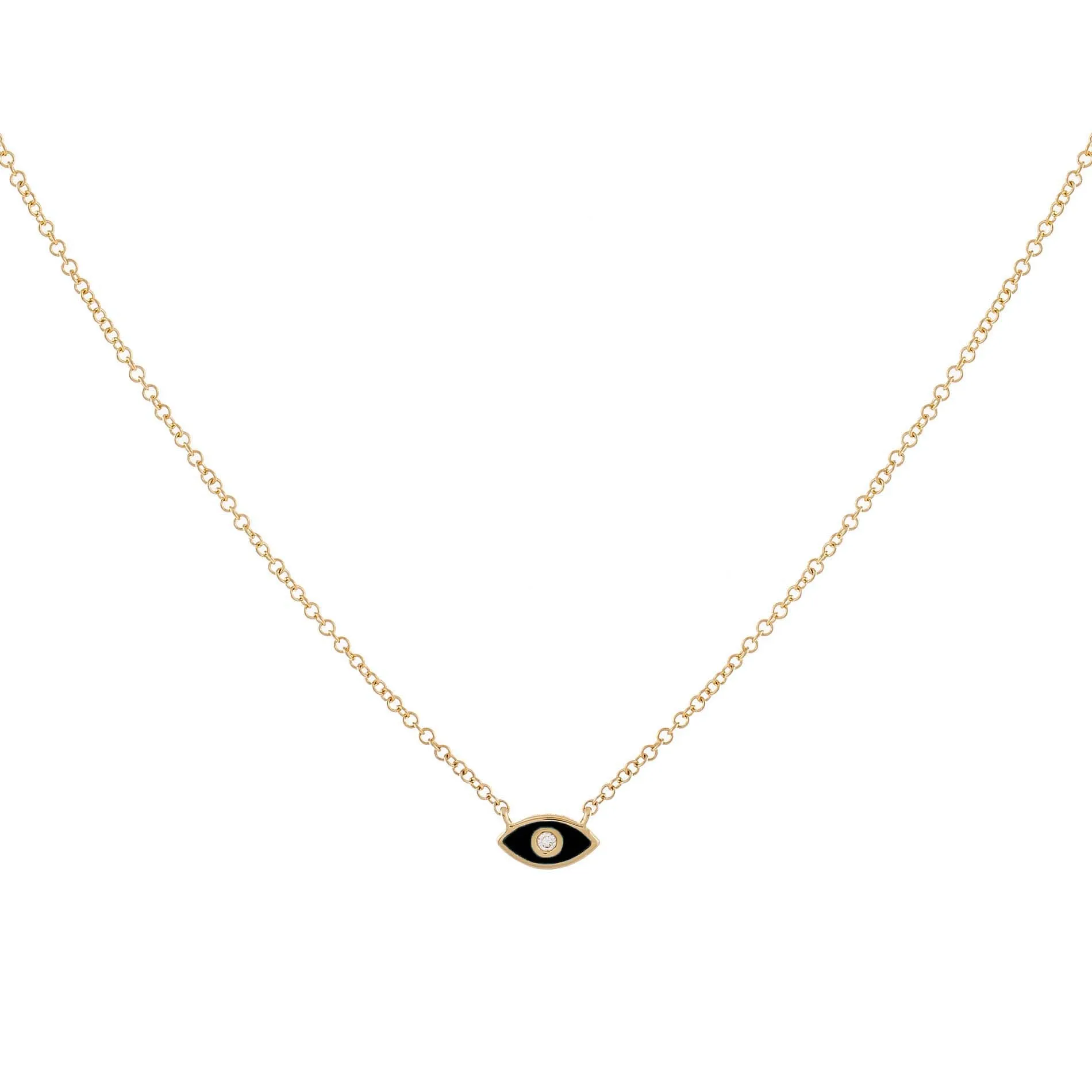 Diamond Enamel Evil Eye Necklace 14K