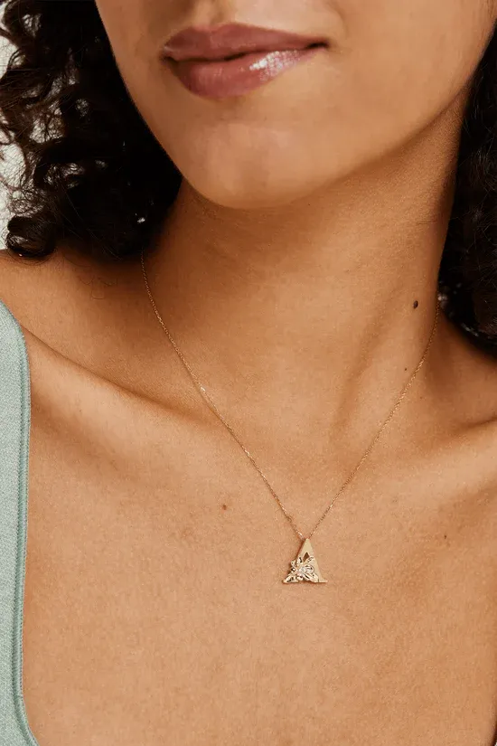 Diamond Flower Fable "A" Yellow Gold Pendant