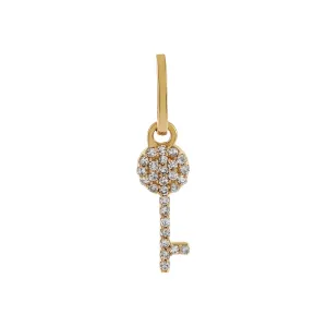 Diamond Key Charm 14K