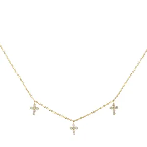 Diamond Multi Cross Necklace 14K