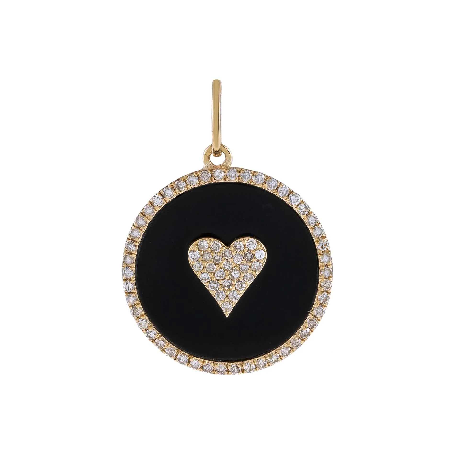 Diamond Onyx Heart Charm 14K