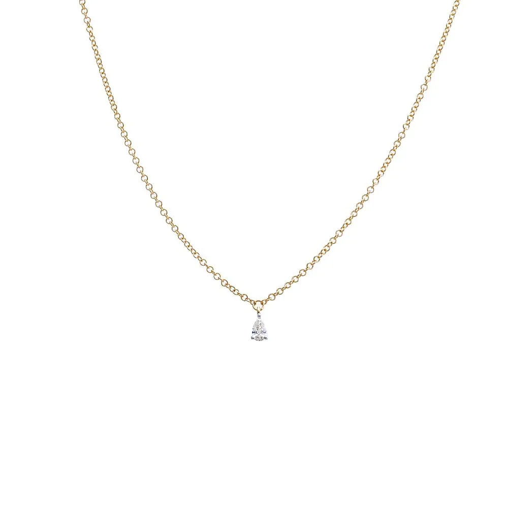 Diamond Pear Dangling Necklace 14K