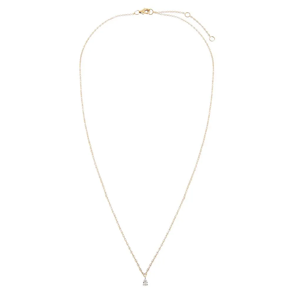 Diamond Pear Dangling Necklace 14K