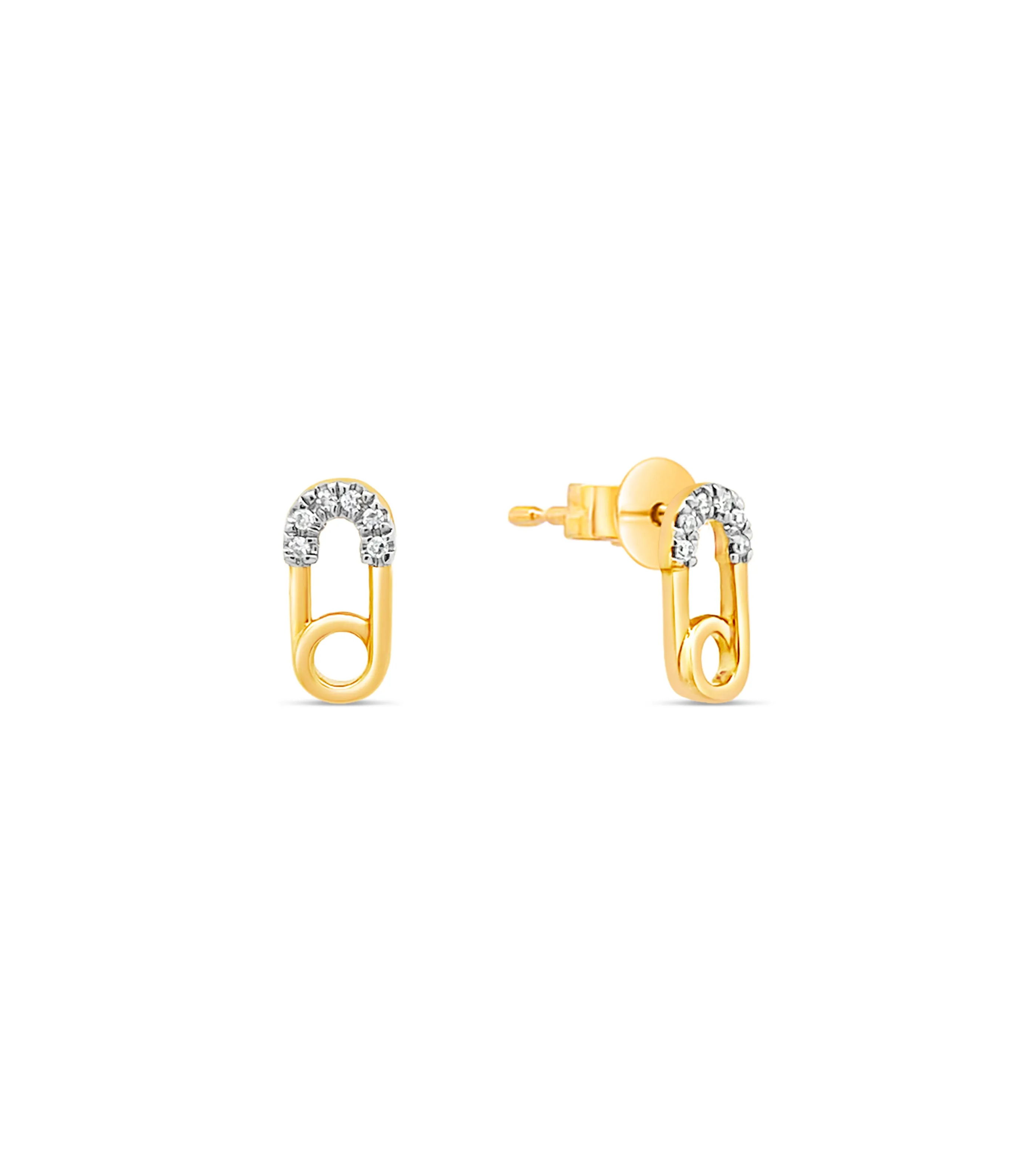 Diamond Safety Pin Stud Earring