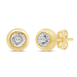 Diamond Set Miracle Surround Stud Earrings in Yellow Gold
