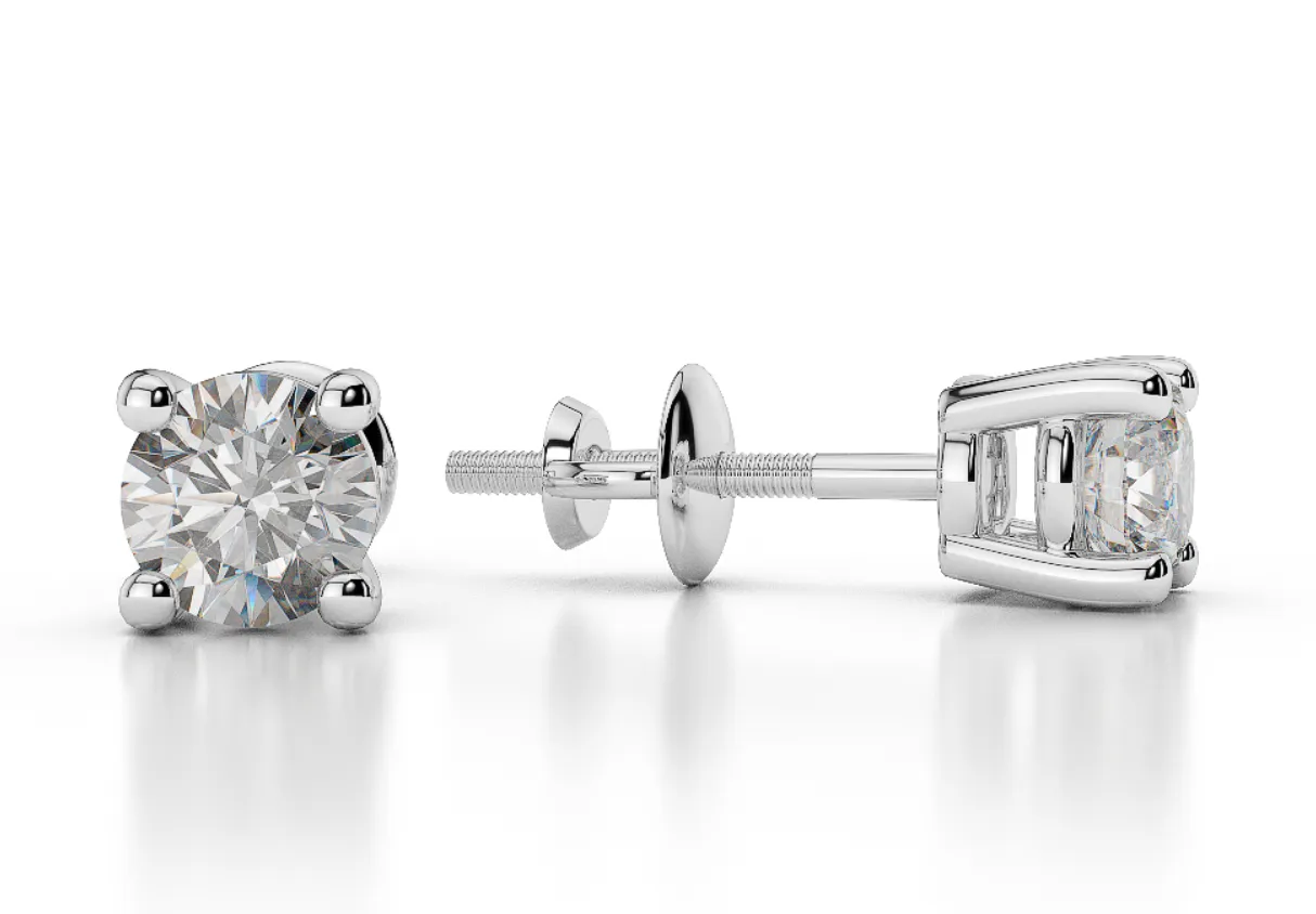 Diamond Stud Earrings Natural Round Cut 1.50CT J Color VVS2 Clarity 14K GOLD