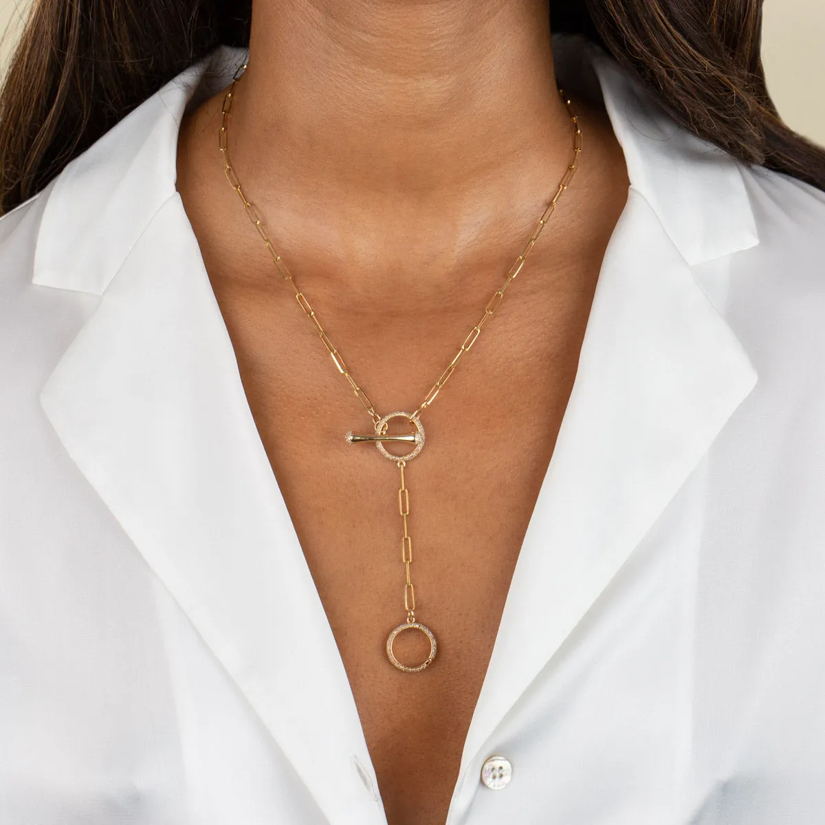 Diamond Toggle Link Lariat 14K