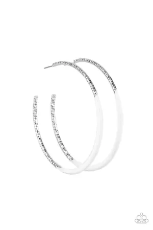 DIP, DIP, Hooray! White Paparazzi Earrings
