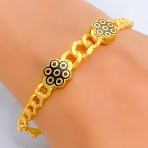 Distinct Modish Floral 21K Gold Flexi Bangle Bracelet