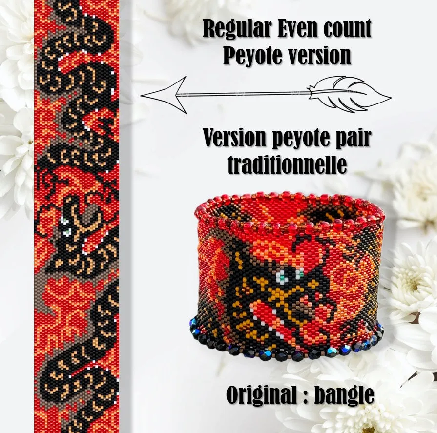 DIY Vertical Peyote Pattern - Bracelet DRAGON 2024