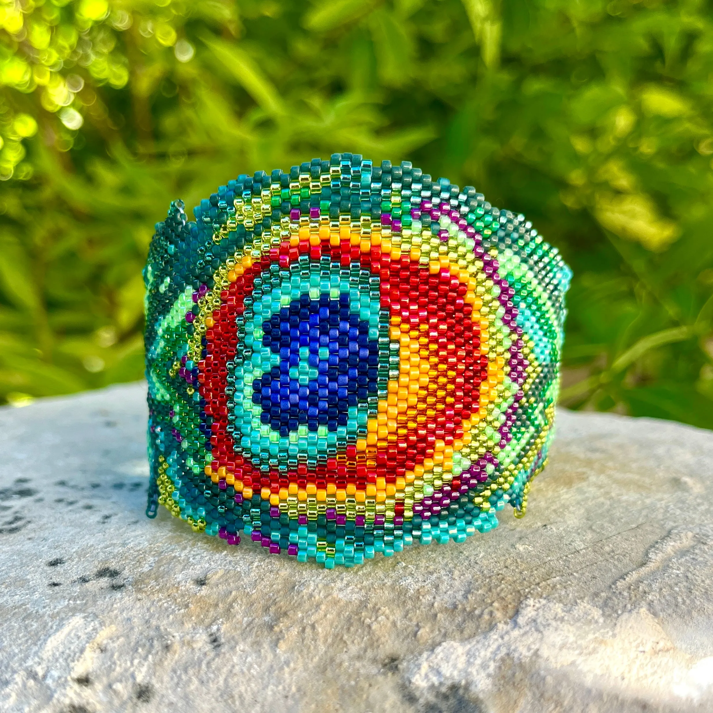 DIY Vertical Peyote Pattern - Bracelet PEACOCK FEATHER