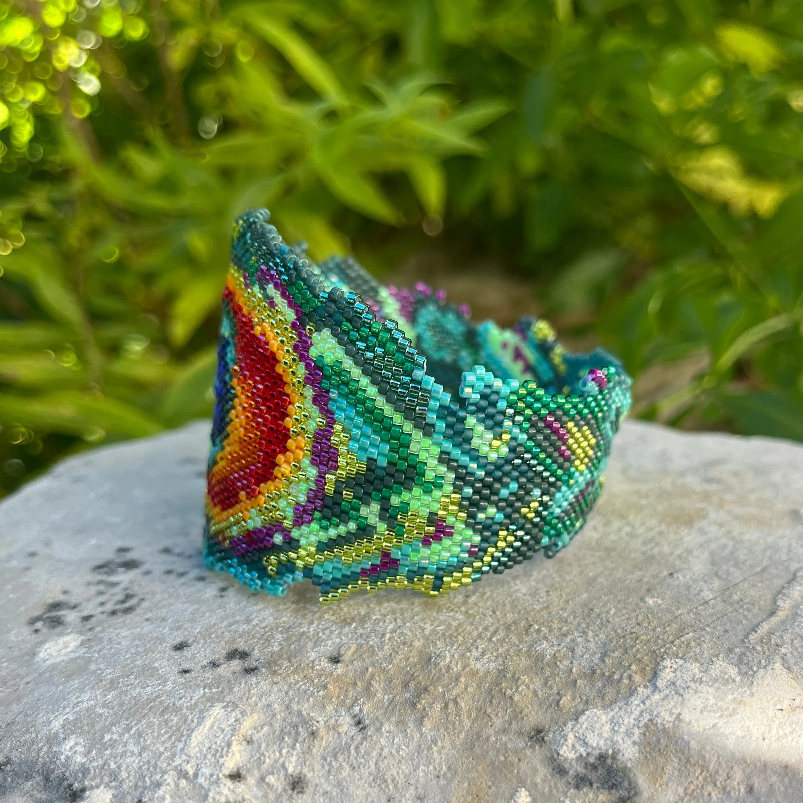 DIY Vertical Peyote Pattern - Bracelet PEACOCK FEATHER