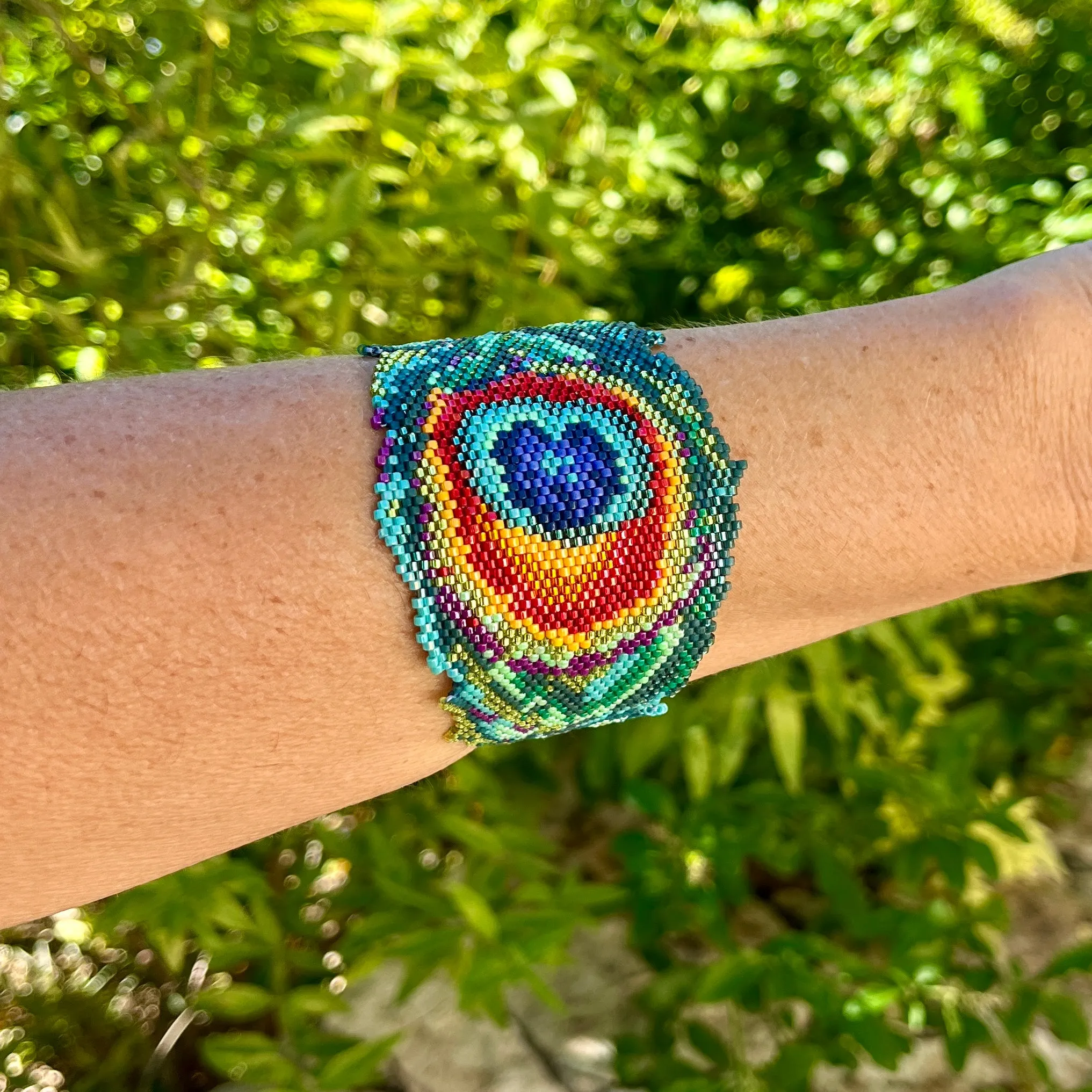 DIY Vertical Peyote Pattern - Bracelet PEACOCK FEATHER