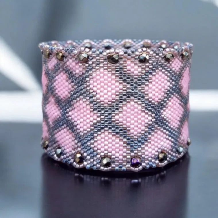 DIY Vertical Peyote Pattern - Bracelet SERPENT ROSY
