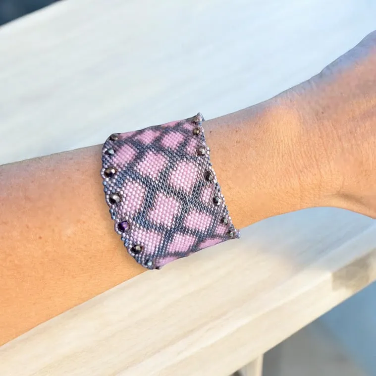 DIY Vertical Peyote Pattern - Bracelet SERPENT ROSY