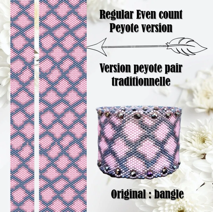 DIY Vertical Peyote Pattern - Bracelet SERPENT ROSY