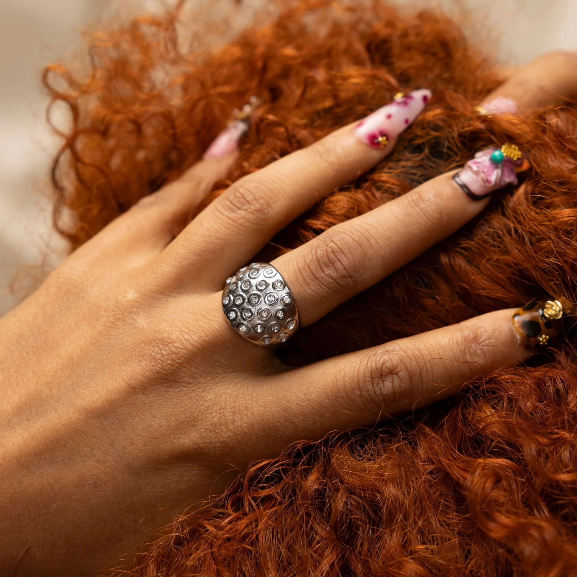 Dome Gemstone Stainless Steel Ring