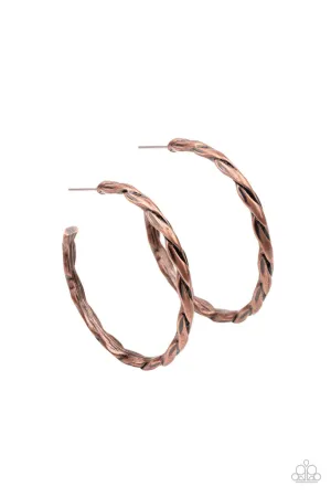 Don't Get It Twisted Copper Paparazzi Earrings