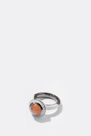 Dot Lacquer Solitaire Ring - Peach Moonstone