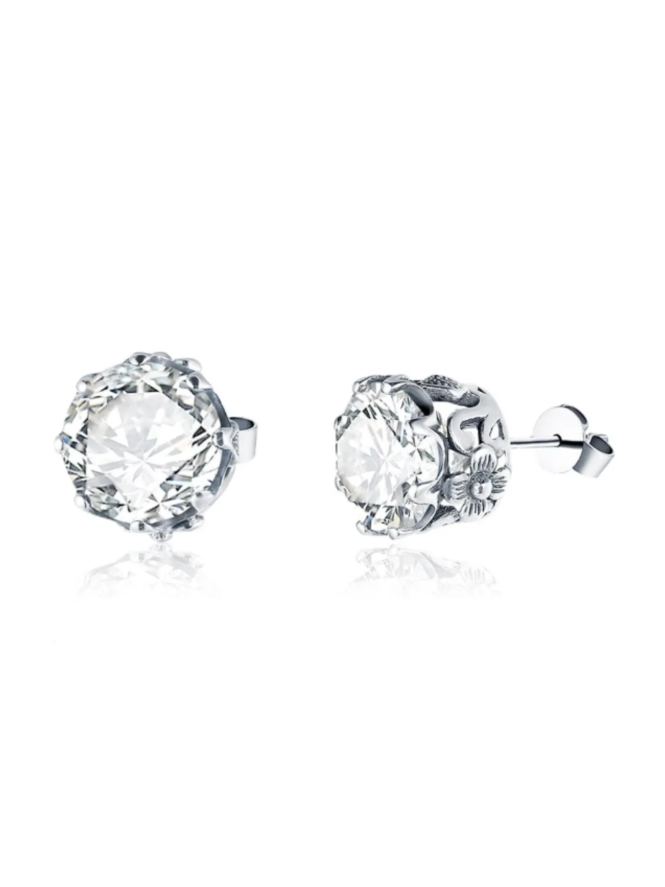 E66, Stud Earrings, Round Daisy Earrings, Sterling Silver Vintage Filigree Jewelry, E66