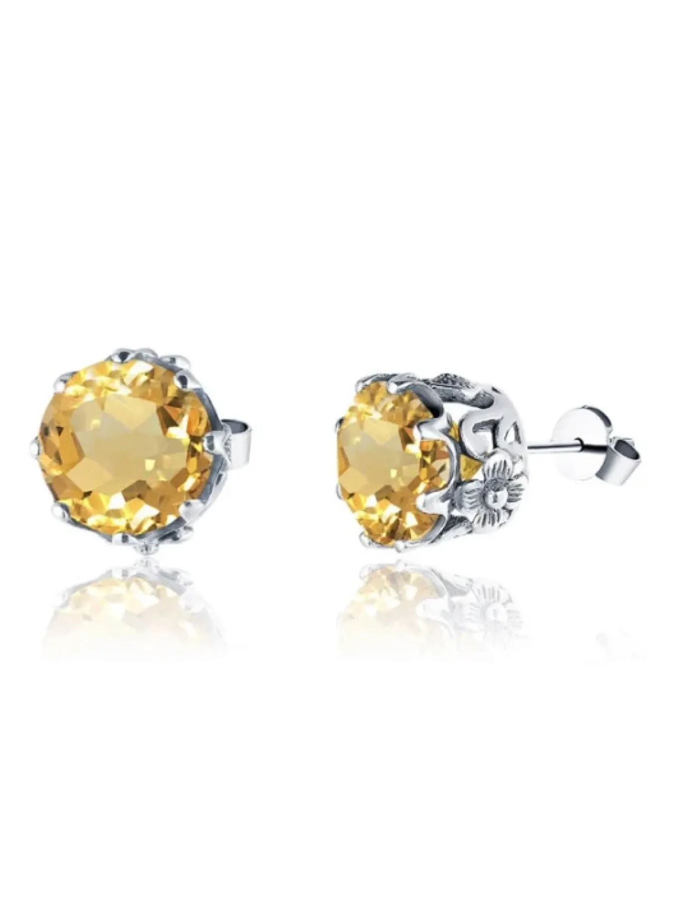 E66, Stud Earrings, Round Daisy Earrings, Sterling Silver Vintage Filigree Jewelry, E66