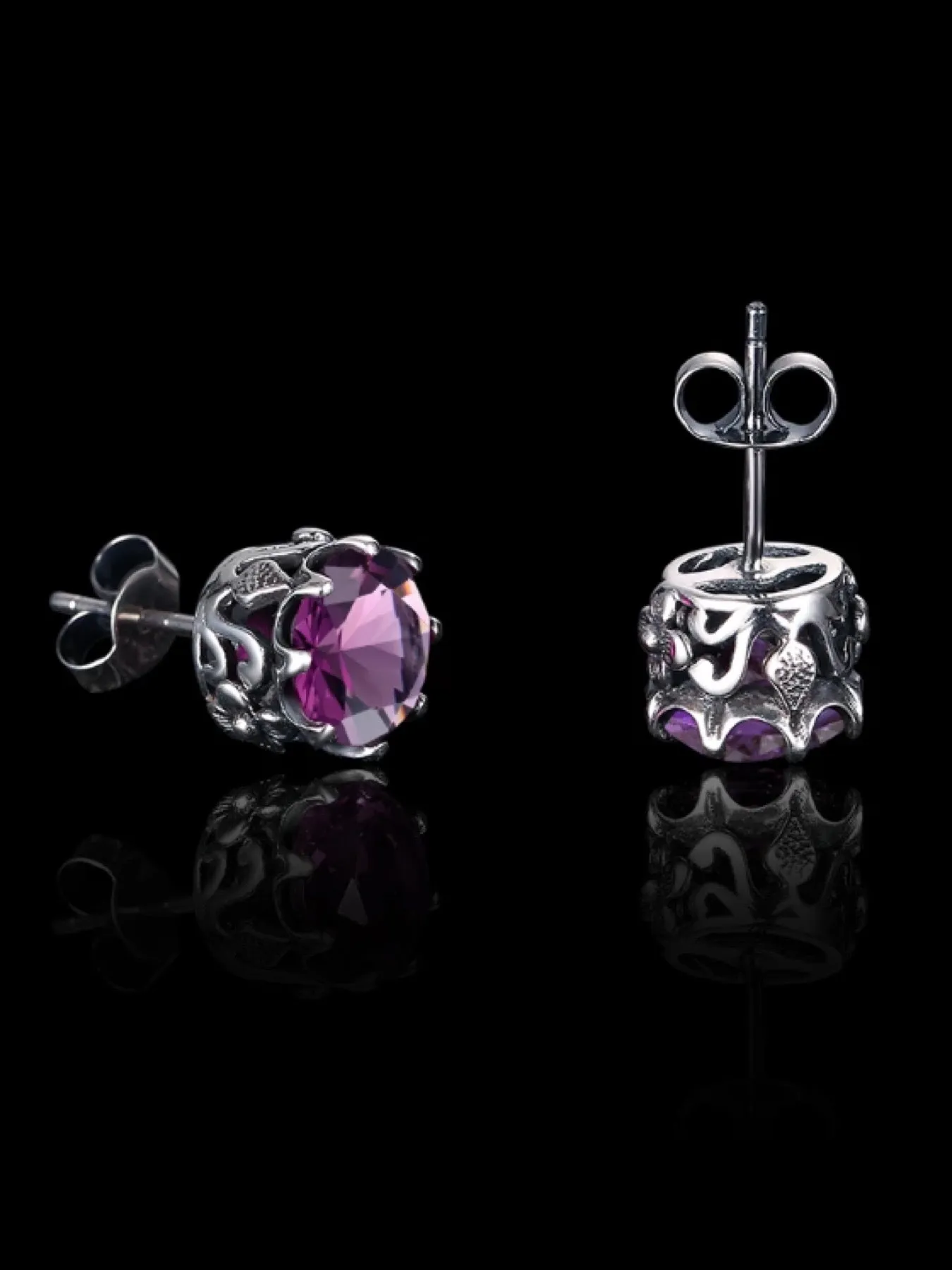 E66, Stud Earrings, Round Daisy Earrings, Sterling Silver Vintage Filigree Jewelry, E66