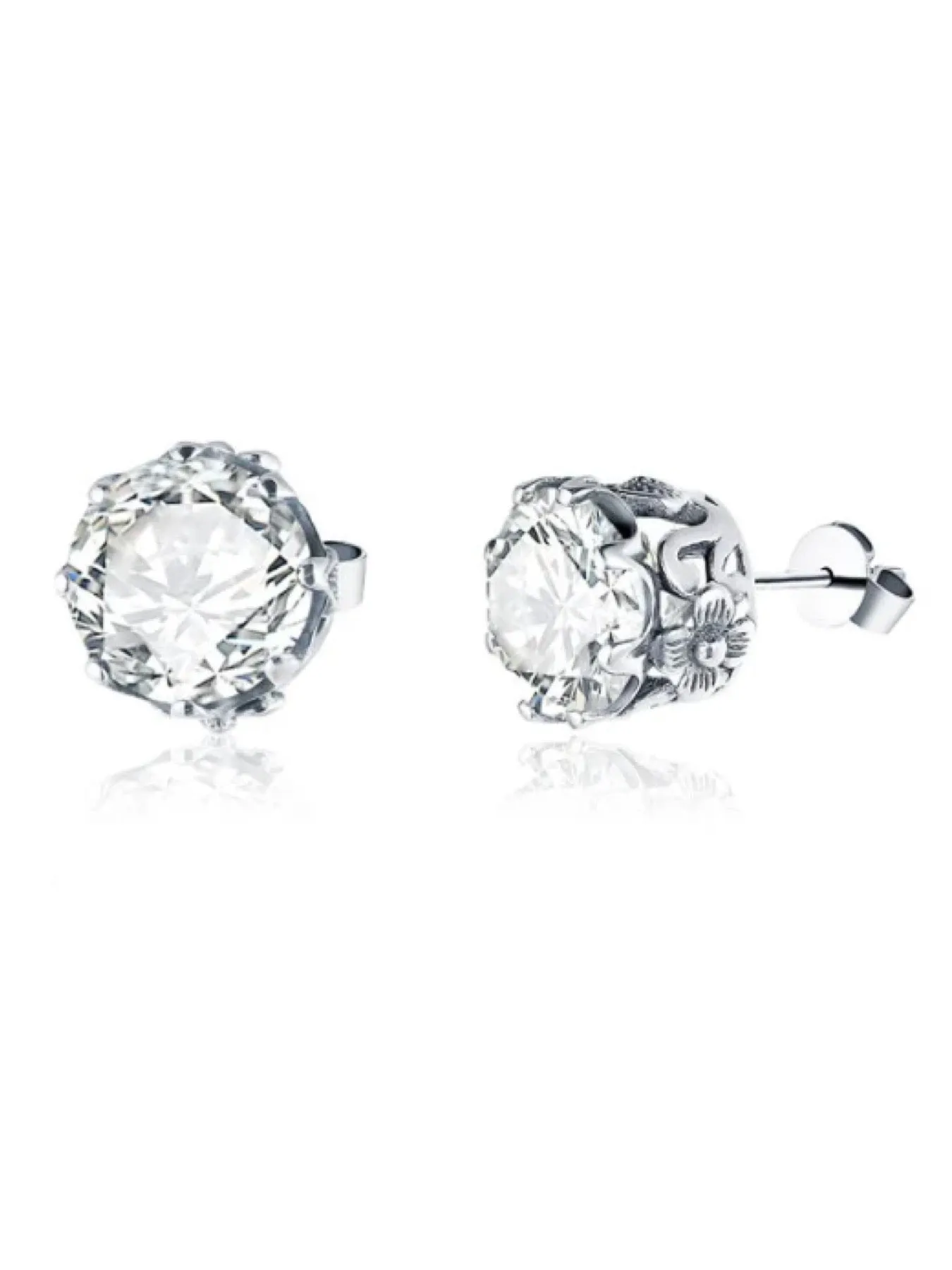 E66, Stud Earrings, Round Daisy Earrings, Sterling Silver Vintage Filigree Jewelry, E66