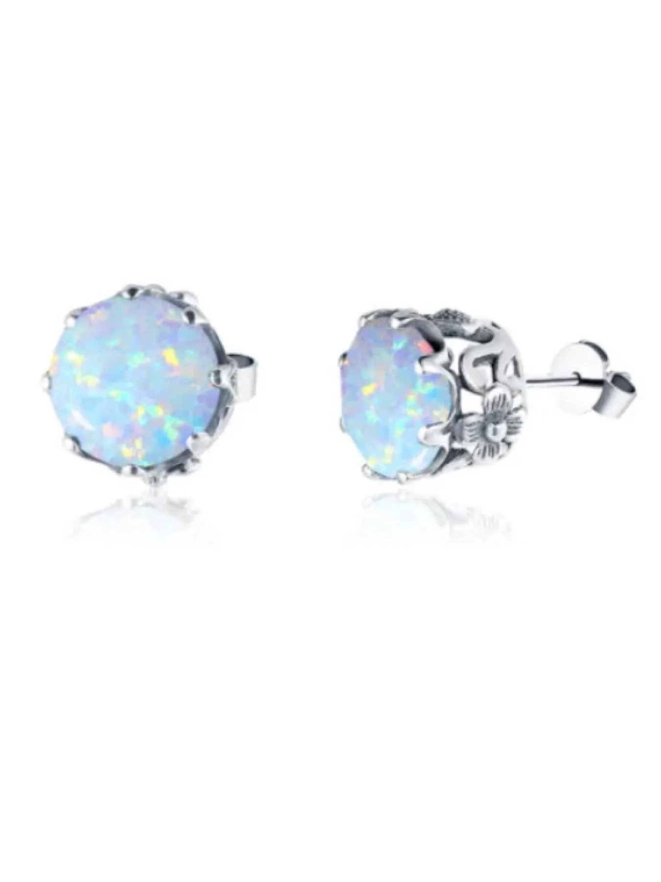E66, Stud Earrings, Round Daisy Earrings, Sterling Silver Vintage Filigree Jewelry, E66
