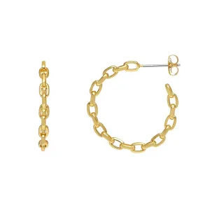 Earrings Chain Hoop - Gold Plated