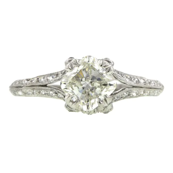 Edwardian Diamond Engagement Ring, Mod. Cushion 1.05ct