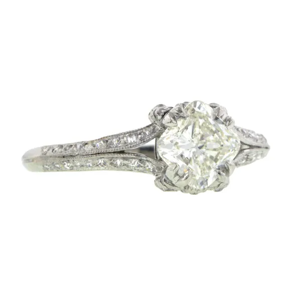 Edwardian Diamond Engagement Ring, Mod. Cushion 1.05ct