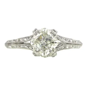 Edwardian Diamond Engagement Ring, Mod. Cushion 1.05ct