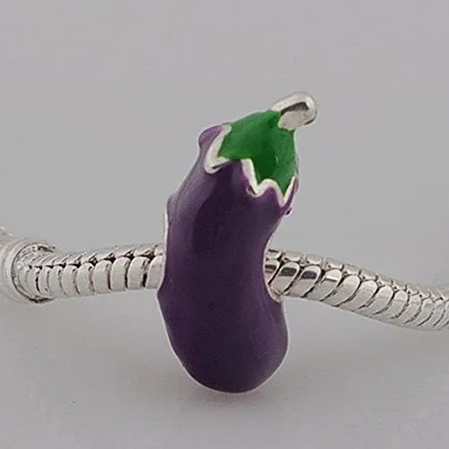 Eggplant Charm European Bead Compatible for Most European Snake Chain Bracelet