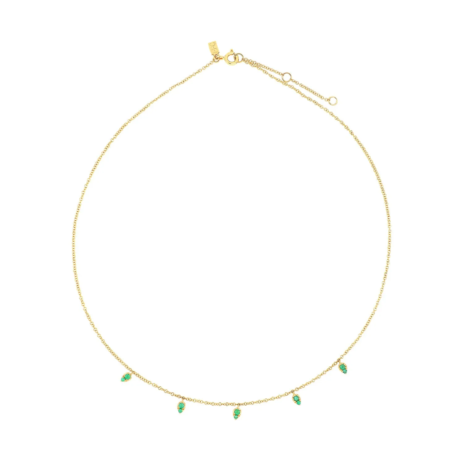 Emerald 5 Teardrop Choker Necklace