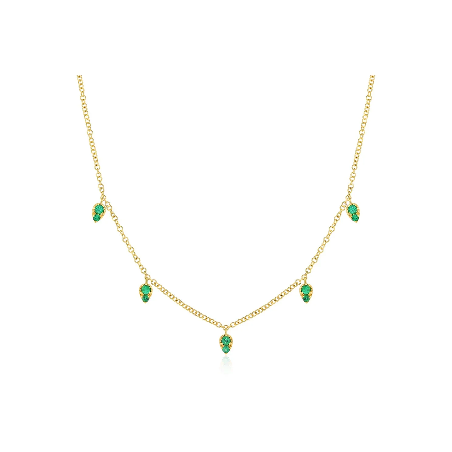 Emerald 5 Teardrop Choker Necklace