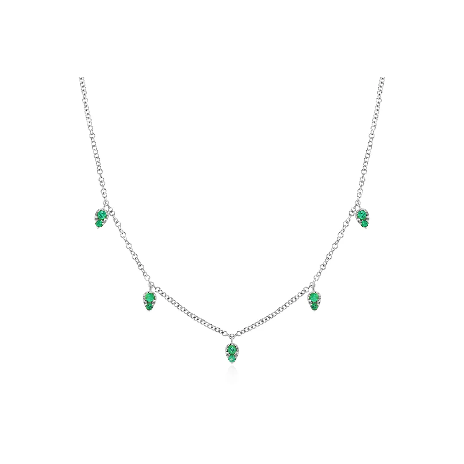 Emerald 5 Teardrop Choker Necklace
