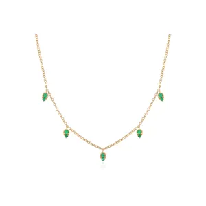 Emerald 5 Teardrop Choker Necklace