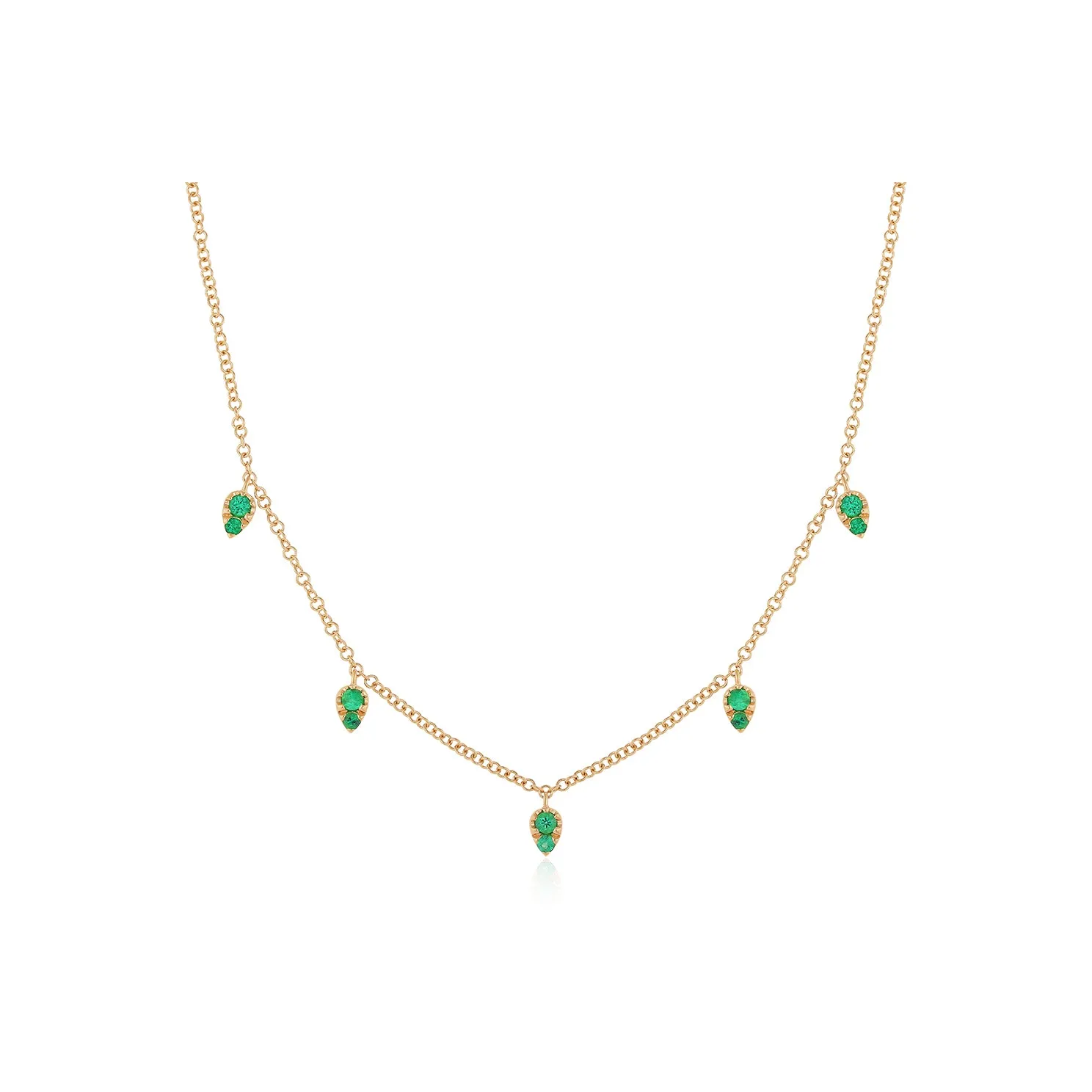 Emerald 5 Teardrop Choker Necklace