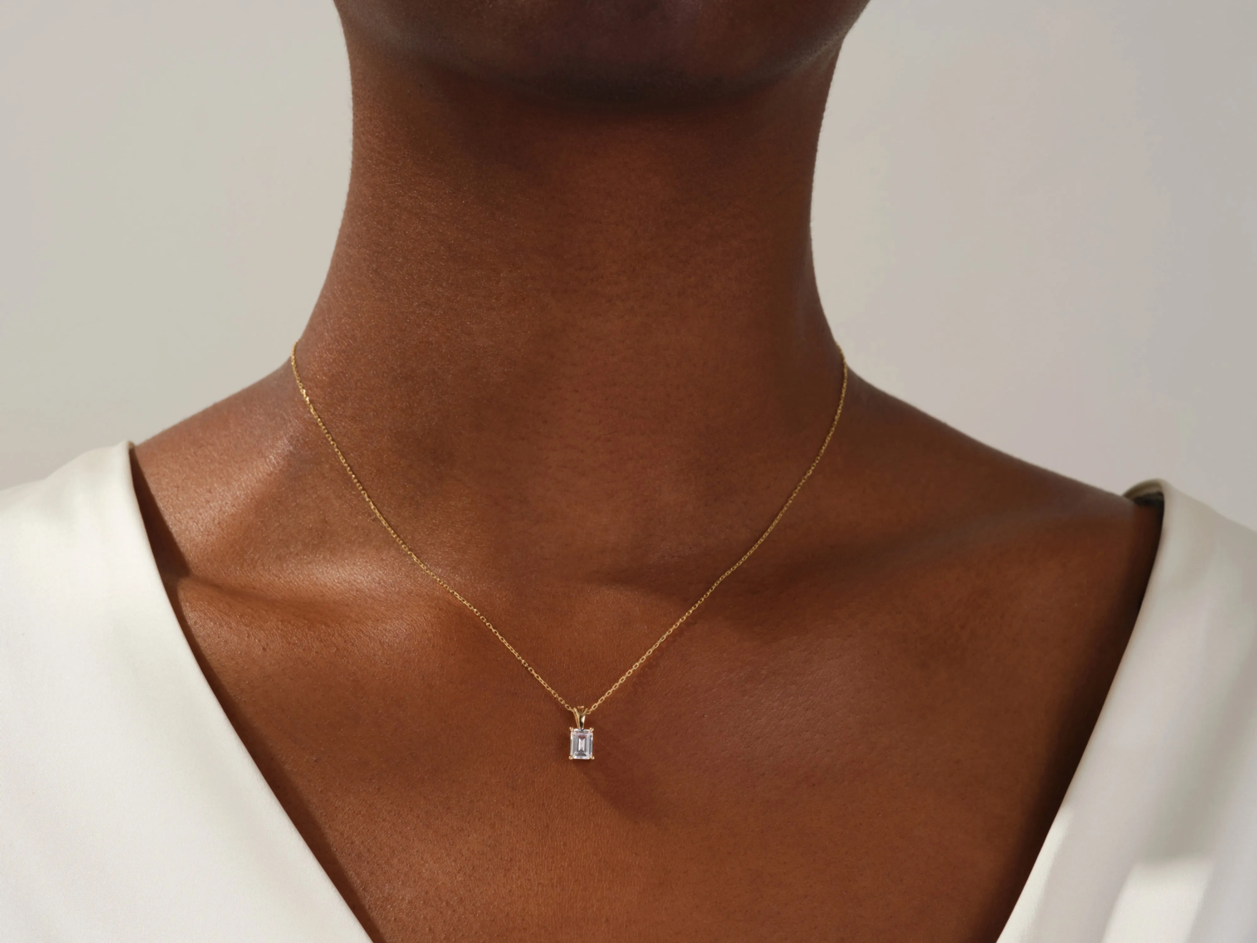 Emerald Cut Moissanite Solitaire Pendant (0.50 CT)