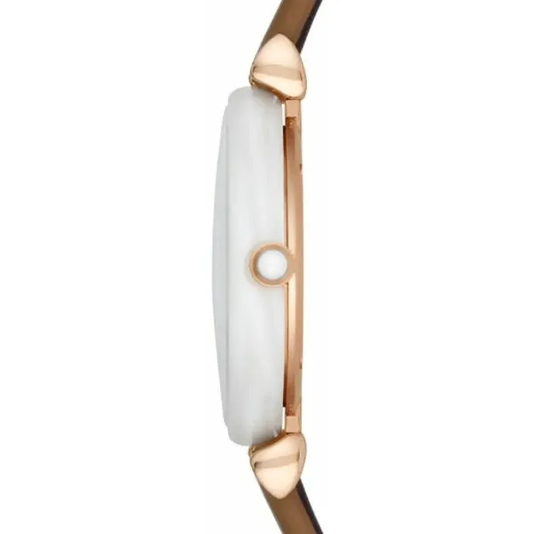 Emporio Armani Retro Brown Leather Strap Mother Of Pearl Dial Quartz Watch for Ladies - AR11040