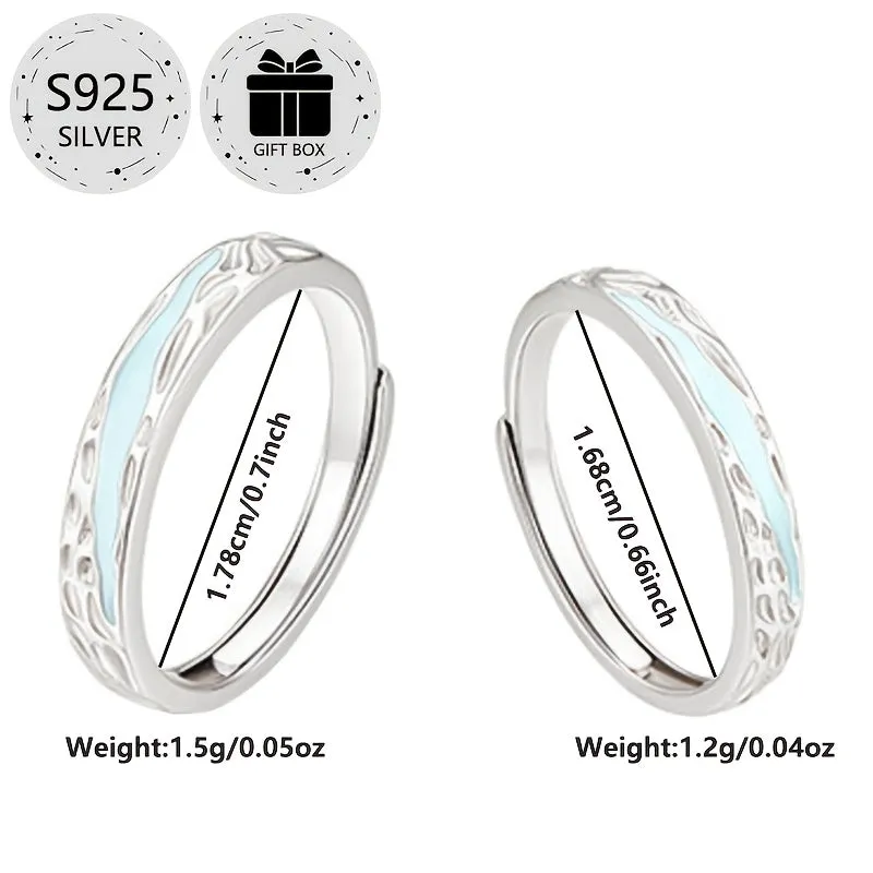 Enamel Glow-in-the-Dark Engagement Rings Set