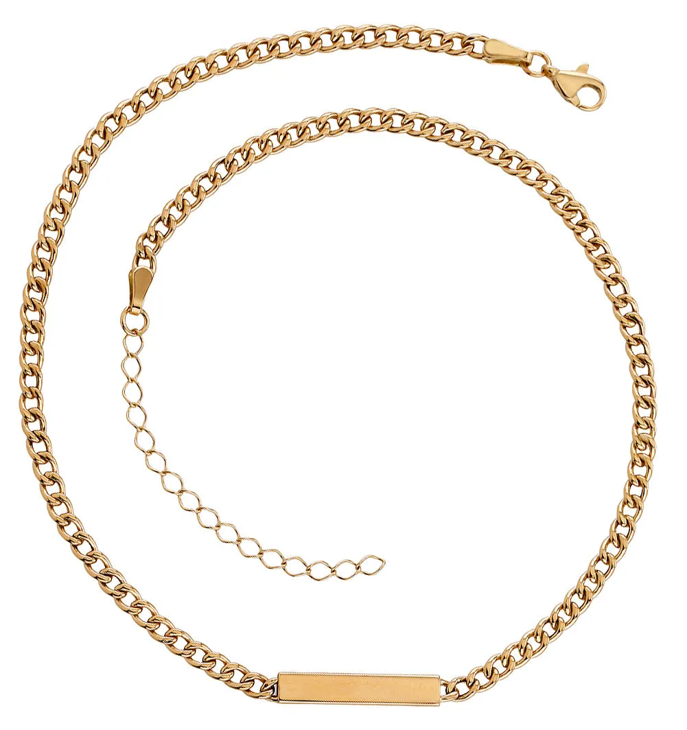 Engravable Bar Link Choker Necklace