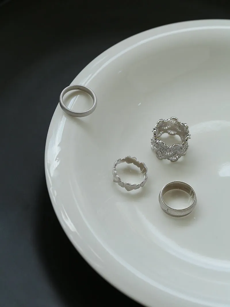 Engraved Lace Ring Brushed Matte Hollow Ring