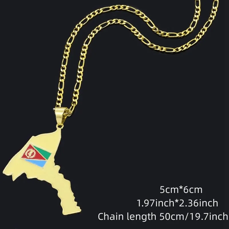 Eritrea Map Flag Pendant Necklace Punk Hip Hop Choker Collar Chains