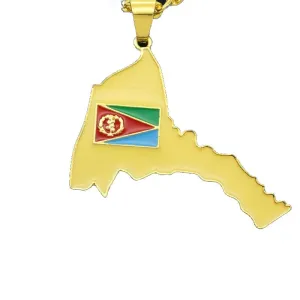 Eritrea Map Flag Pendant Necklace Punk Hip Hop Choker Collar Chains