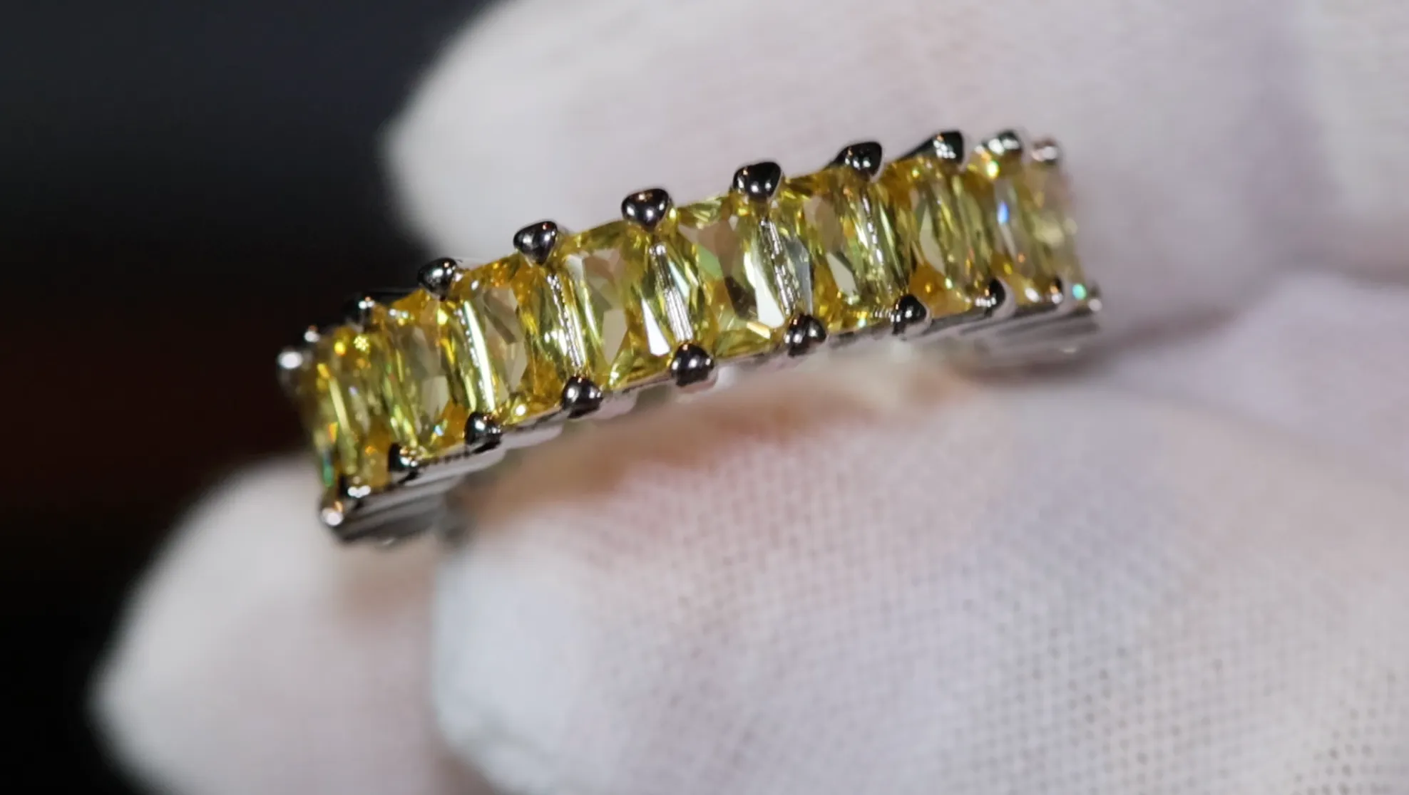 Eternity Ring | Yellow Diamond Ring | Yellow Diamond Engagement Rings | Canary Yellow Diamond Ring | Baguette Ring | Womens Engagement Ring